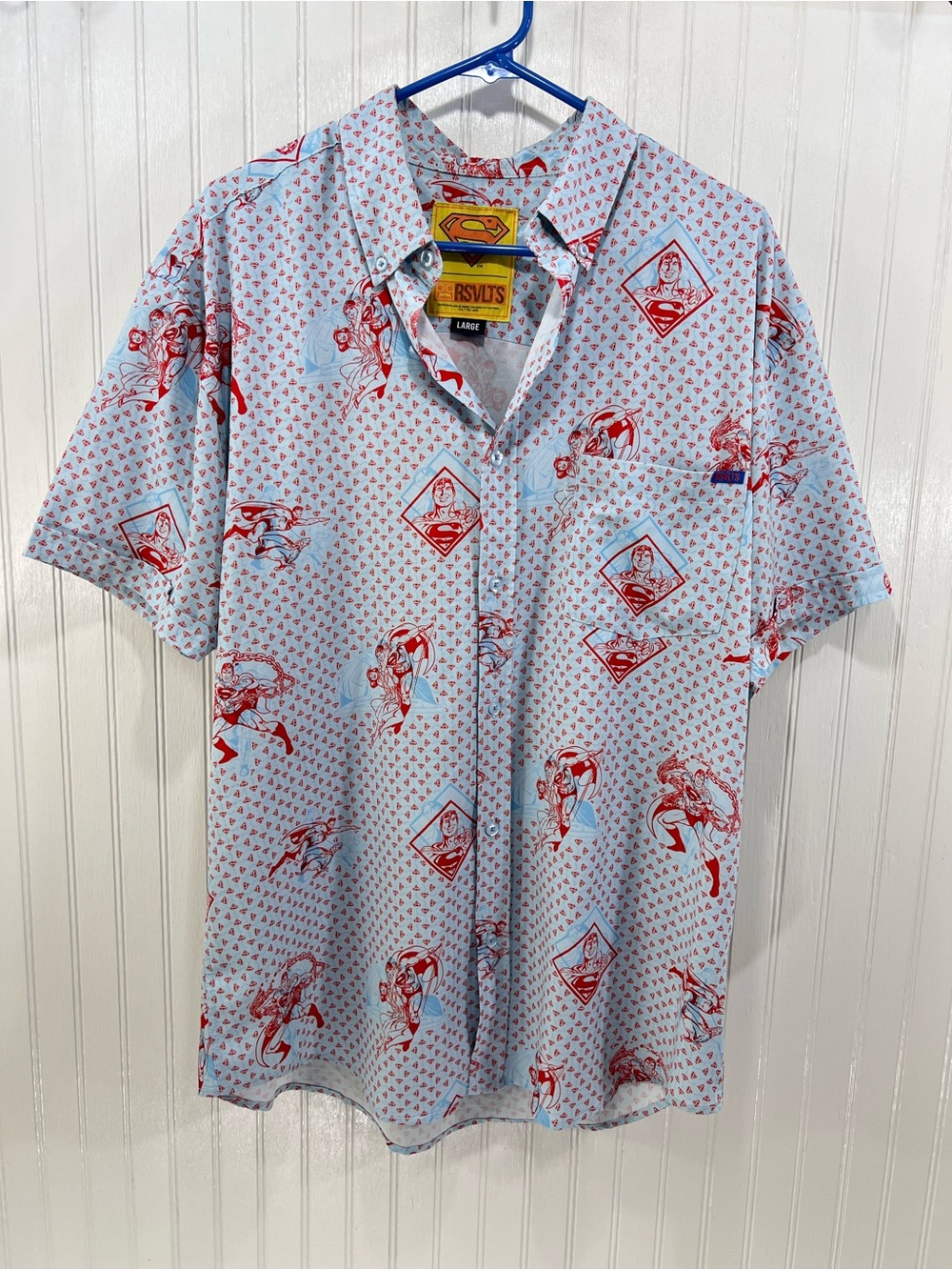 RSVLTS Superman DC Comics Button Up Shirt Large All Over Print KUNUFLEX